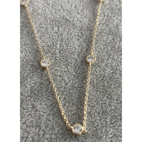 Gold-Plated Necklace With Round Crystal Stations & Lobster Clasp - Picture 5 of 6